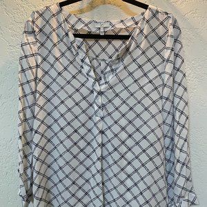 Joie Checkered Silk Blouse Size Small